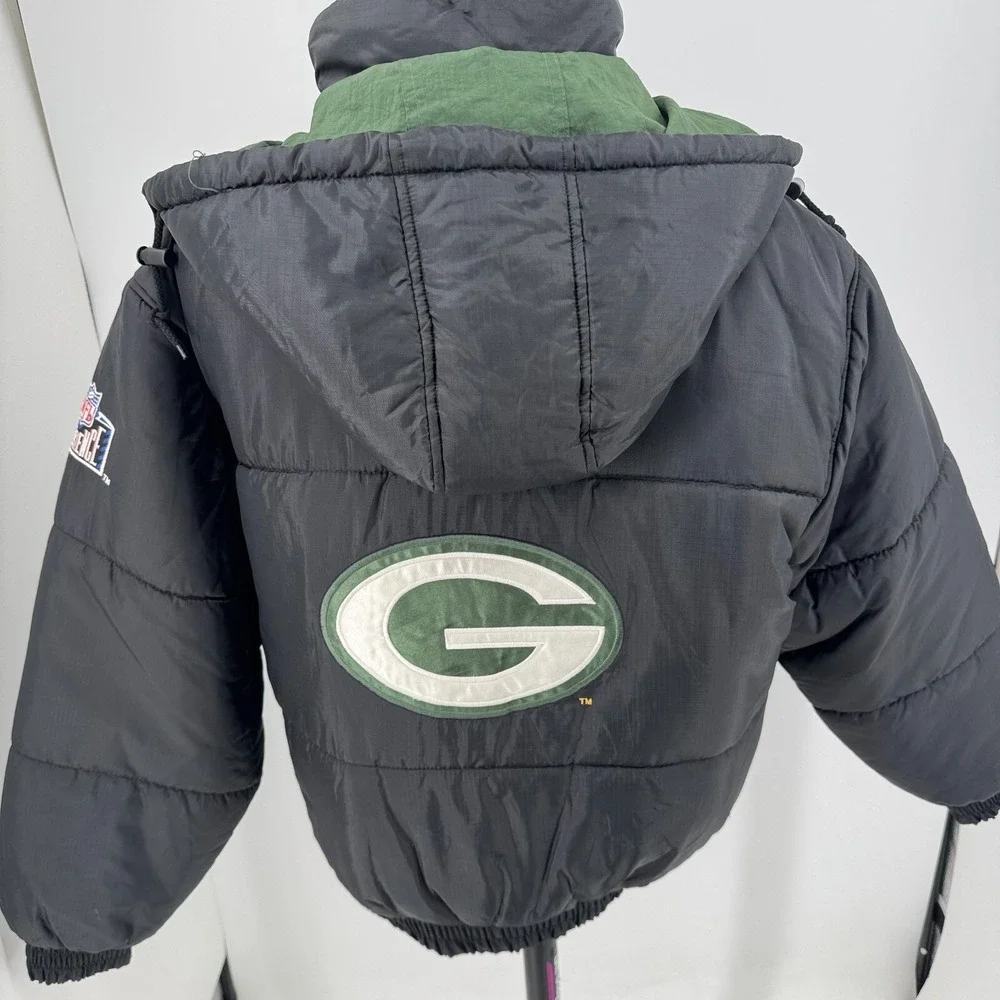 Pro Player Green‎ Bay Packers Coat MENS Reversible 1/2 Zip Hooded Pullover XL